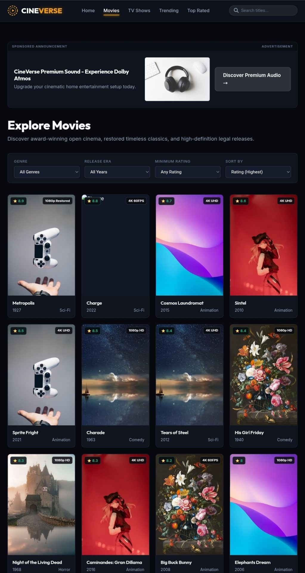 Cineverse -- movie web application